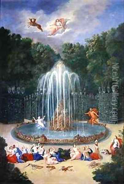 The Groves of Versailles View of the Star or Mountain of Water with Alph persuing Arethusa Oil Painting - Jean II Cotelle