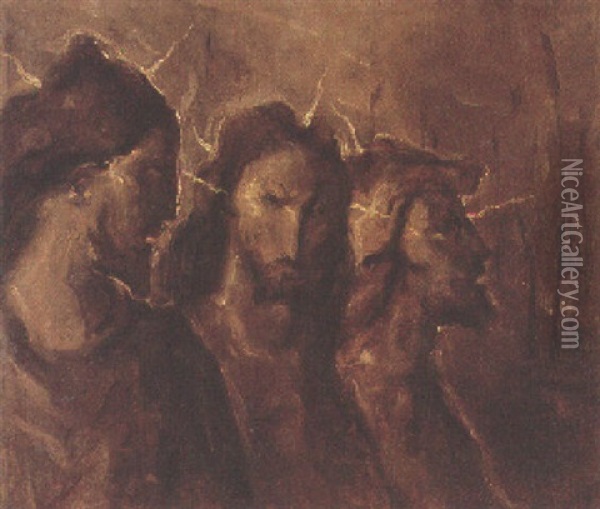Rostros De Christo Oil Painting - Fidelio Ponce De Leon