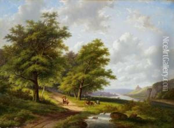 Landschaft An Der Maas Oil Painting - Jan Evert Morel