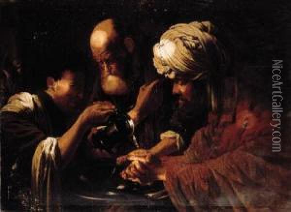 Pilate Washing His Hands Oil Painting - Hendrick Terbrugghen