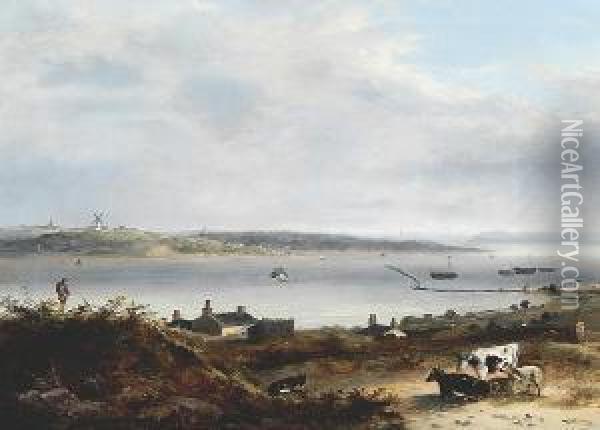 Castle Overlooking An Estuary Oil Painting - William Henry Crome