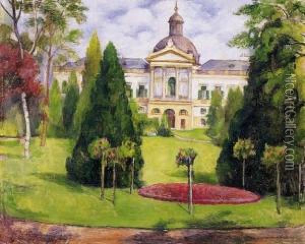 In The Castle Garden Oil Painting - Ervin Kormendi-Frim