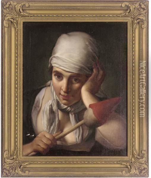 Distracted From Work Oil Painting - Jean Baptiste Greuze