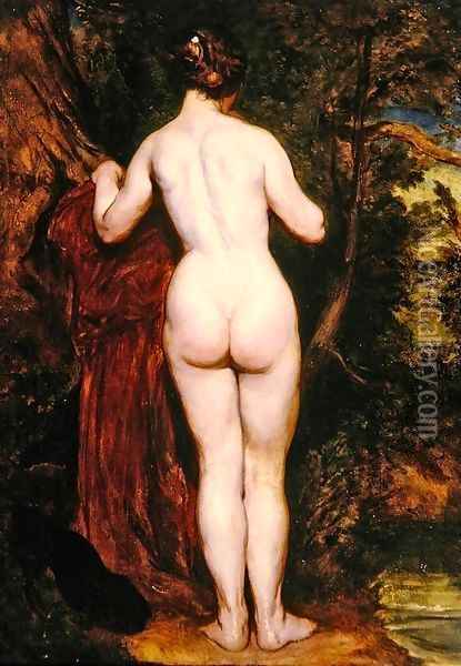 Standing Female Nude by a Stream Oil Painting - William Etty