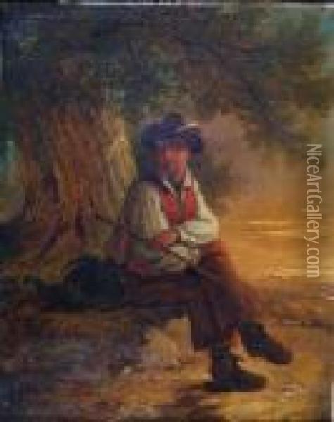 A Rustic Figure Oil Painting - Charles Waller Shayer