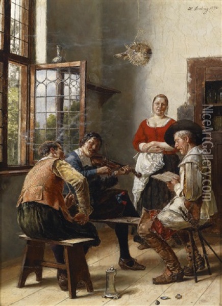 Musikalische Unterhaltung Oil Painting - Heinrich Breling
