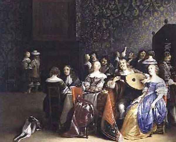 Elegant company merrymaking in an interior Oil Painting - Anthonie Palamedesz
