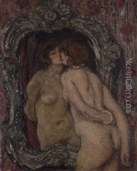 L'amour De Soi Oil Painting - Edmond Francois Aman-Jean