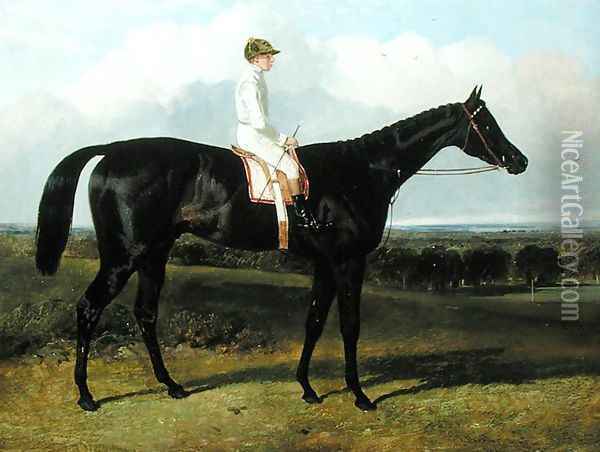 'Jonathan Wild', a Dark Bay Race Horse, at Goodwood, T. Ryder up, 1846 Oil Painting - John Frederick Herring Snr
