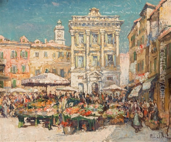Market In Venice Oil Painting - Paul Leduc