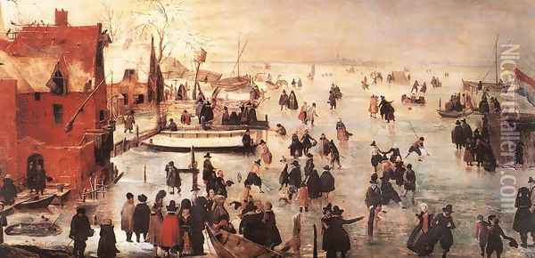 Ice Landscape Oil Painting - Hendrick Avercamp