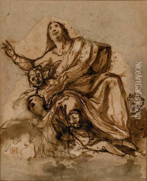La Vierge Portee Par Des Anges Oil Painting - Joachin Jose Cano