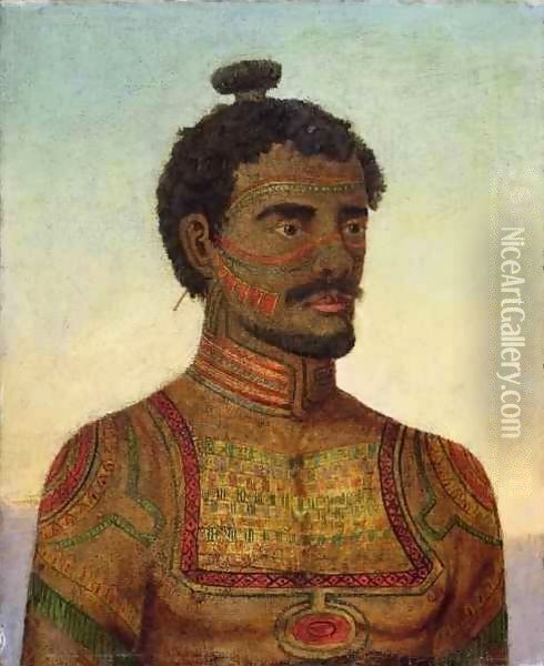 Man of the island of Nukahiwa (Nuka Hiva), Marquesas group Oil Painting - H Ainsworth