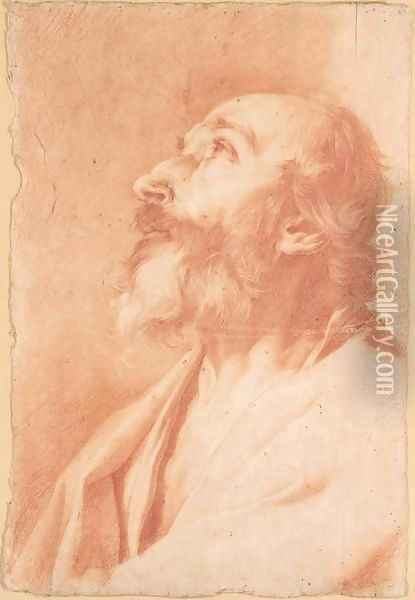 The prophet Isaiah looking up, bust-length Oil Painting - Giuseppe Antonio Petrini