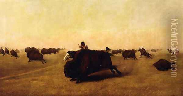 Buffalo Hunt Oil Painting - William Jacob Hayes
