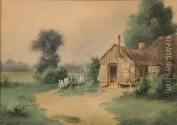 Country Cottage Oil Painting - Milton H. Lowell