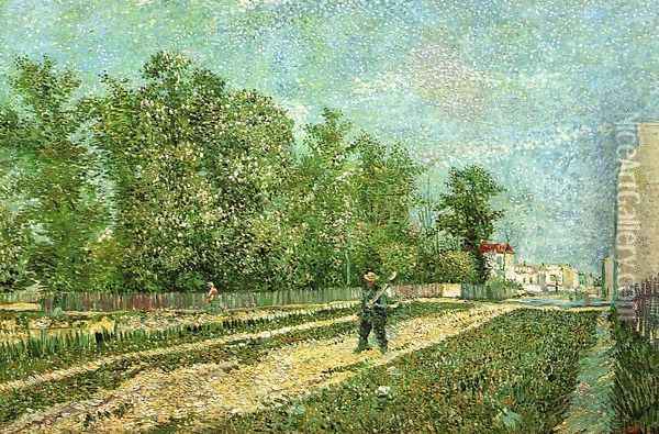 Man with Spade in a Suburb of Paris Oil Painting - Vincent Van Gogh