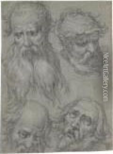 Sheet Of Studies Of Heads Of Bearded Men Oil Painting - Abraham Bloemaert