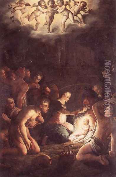 The Nativity c. 1546 Oil Painting - Giorgio Vasari