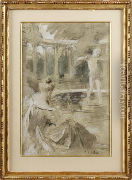 Kvinna Vid Fontan Oil Painting - Alphonse Callet