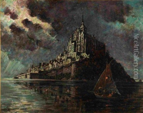 Les Amoureux Du Mont Saint Michel Oil Painting - Louis Beroud