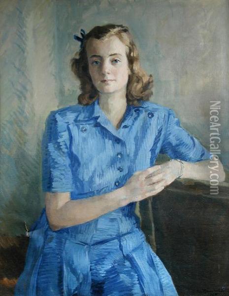 Portrait Of A Danish Girl Oil Painting - Hans Christian Ley
