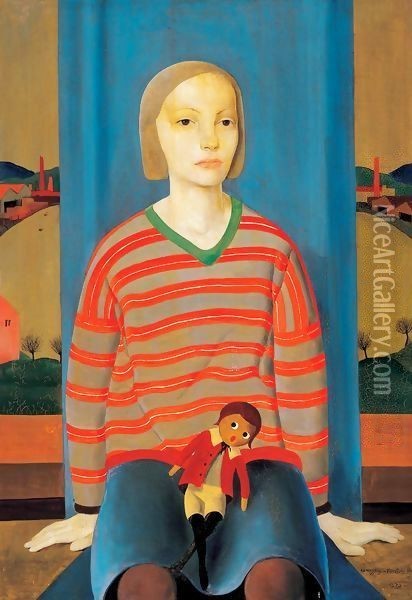 Lower Class Girl 1930 Oil Painting - Bela Czobel