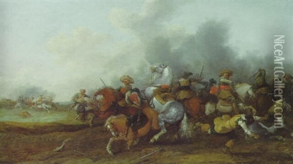 A Cavalry Skirmish Oil Painting - Palamedes Palamedesz the Elder