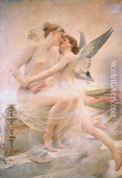 Cupid and Psyche Oil Painting - Lionel Noel Royer