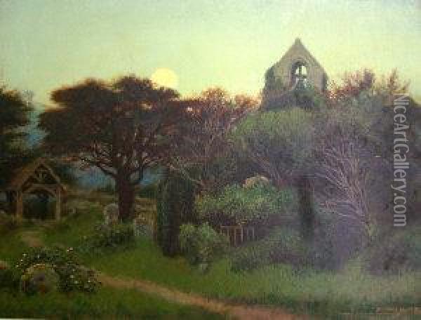 At Midnight The Moon Cometh Oil Painting - Arthur Hughes