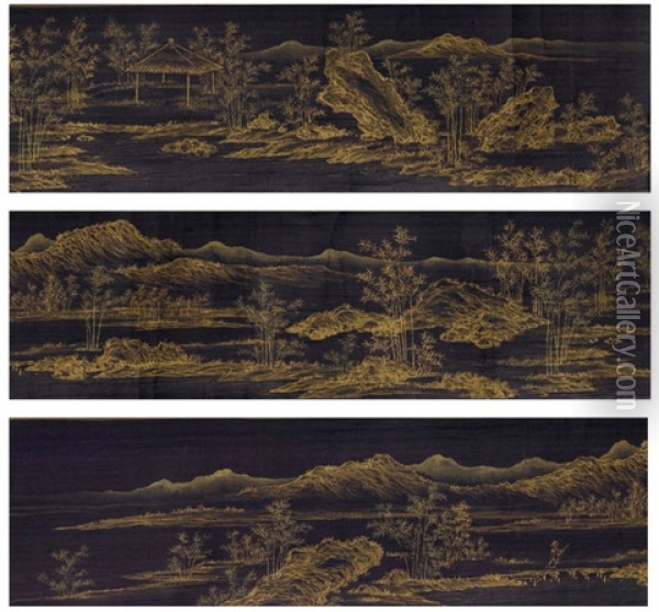 A Miniature Handscroll Painting Oil Painting -  Zhang Ruoai