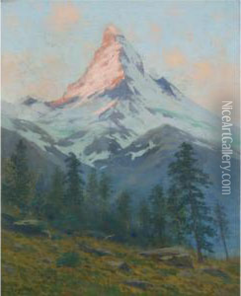 The Matterhorn At Sunset Oil Painting - Charles Partridge Adams