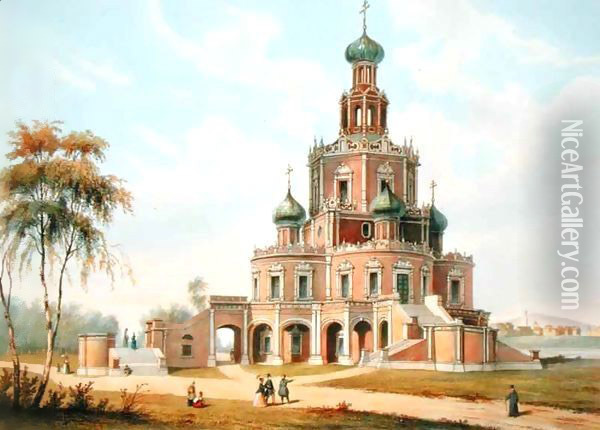The Protection of the Virgin Church in Moscow Oil Painting - Charles Claude Bachelier