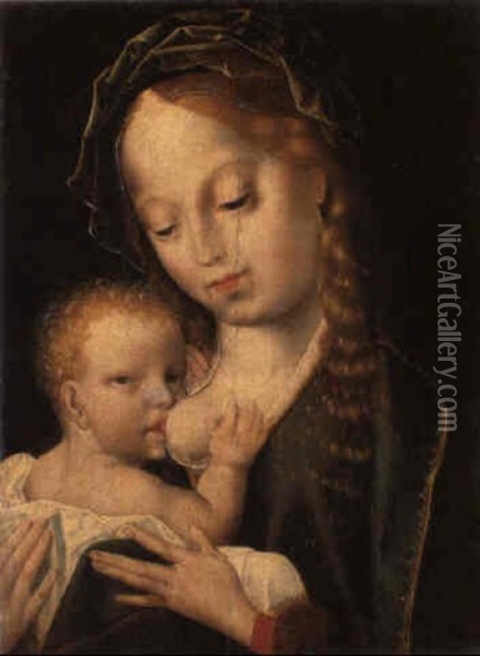 The Virgin And Child Oil Painting - Joos van der Beke Cleve