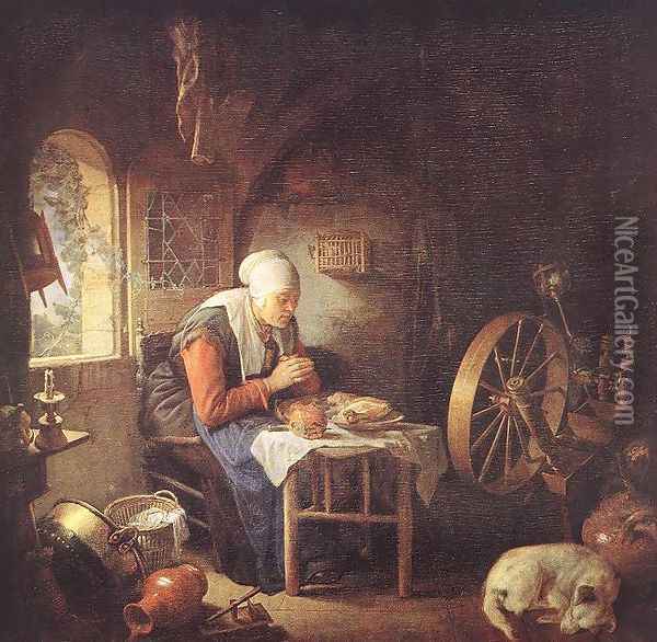 The Prayer Of The Spinner Oil Painting - Gerrit Dou