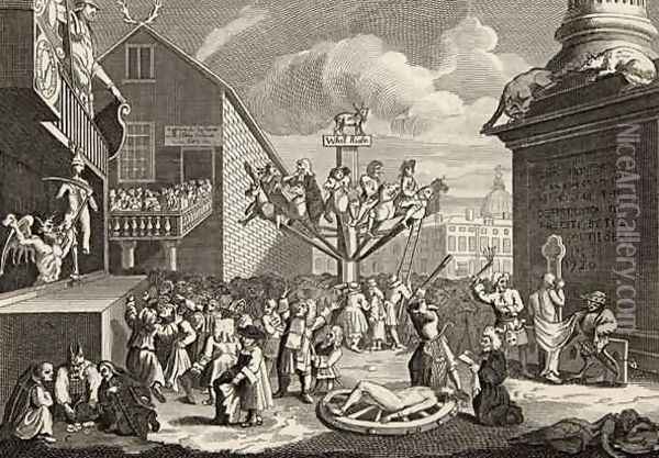 Emblematical print of the South Sea Oil Painting - William Hogarth