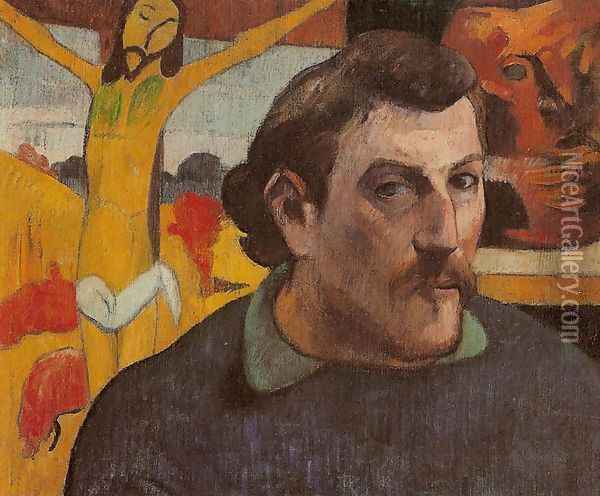 Self Portrait With Yellow Christ Oil Painting - Paul Gauguin