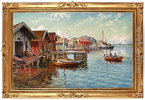 Fiskelage, Vastkusten Oil Painting - Johan Ericson