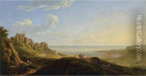View Of Dover Castle And Bay Oil Painting - George Lambert