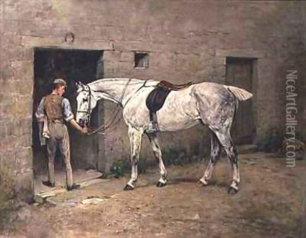 The Dapple Grey and Stable Lad Oil Painting - John Emms