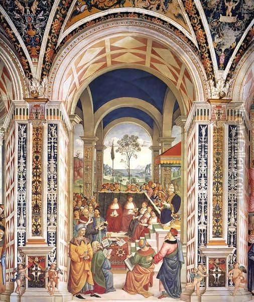 No. 8 Pope Pius II at the Congress of Mantua Oil Painting - Bernardino di Betto (Pinturicchio)