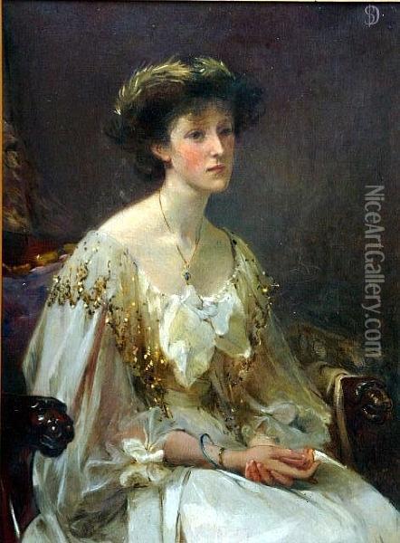 The Hon Mrs Mark Napier (gabrielle), Daughter Of Viscount Ranleigh Oil Painting - Sarah Paxton Ball Dodson