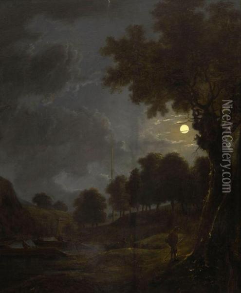 Flusslandschaft Im Mondlicht Oil Painting - Aert van der Neer