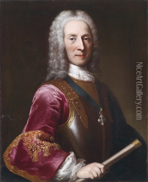 Bildnis Eines Herrn, Traditionell Identifiziert Als Herzog Viktor Amadeus Ii. Von Savoyen Oil Painting - Giorgio Domenico Dupra