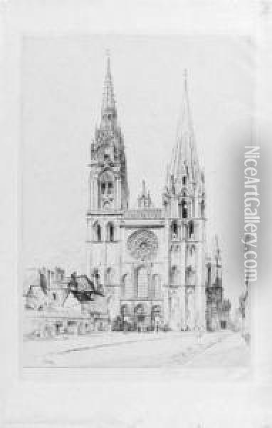 La Cathedrale De Chartres Oil Painting - Gustave Leheutre
