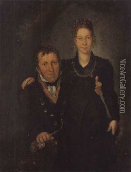 Portrat Eines Ehepaares Im Freien Oil Painting - Joseph Reinhart