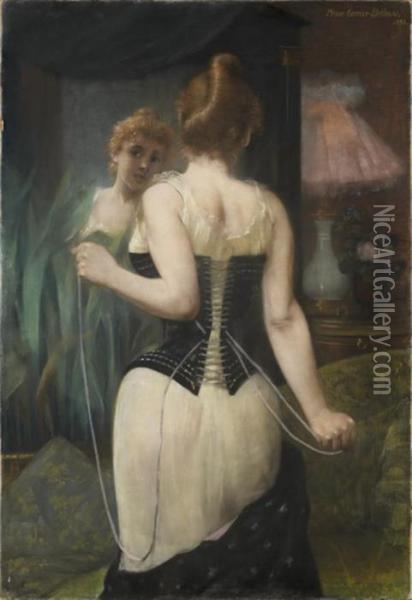 Jeune Femme S'habillant Oil Painting - Pierre Carrier-Belleuse