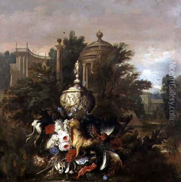 Dead Game and Flowers, 1708 Oil Painting - Pauwel Casteels