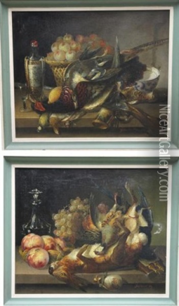 Nature Morte Aux Gibiers (pair) Oil Painting - Auguste Alexandre Guillaumot