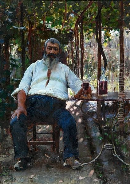 A Rest And A Glass Of Wine Oil Painting - William Logsdail
